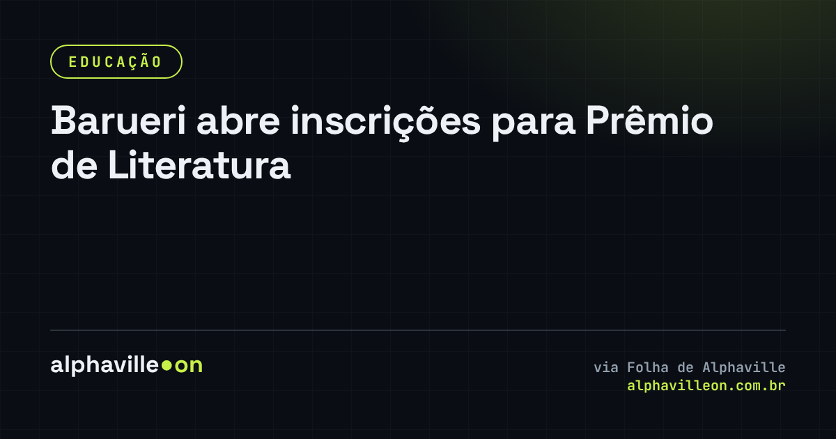 Barueri abre inscrições para Prêmio de Literatura